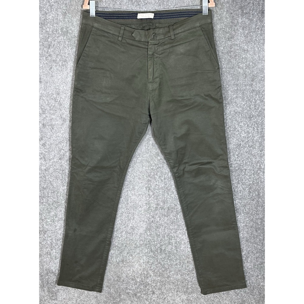 Luca Faloni Cortina Chino Pants Mens US Size 32x30 IT Sz 48 Green Stretch Italy